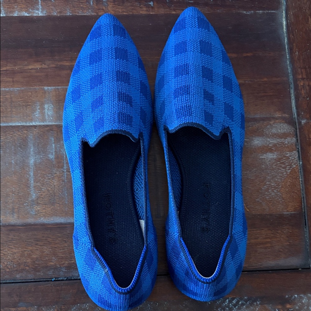 Rothy's Blue Plaid Slip-On Womens Flats - Comfort Knit